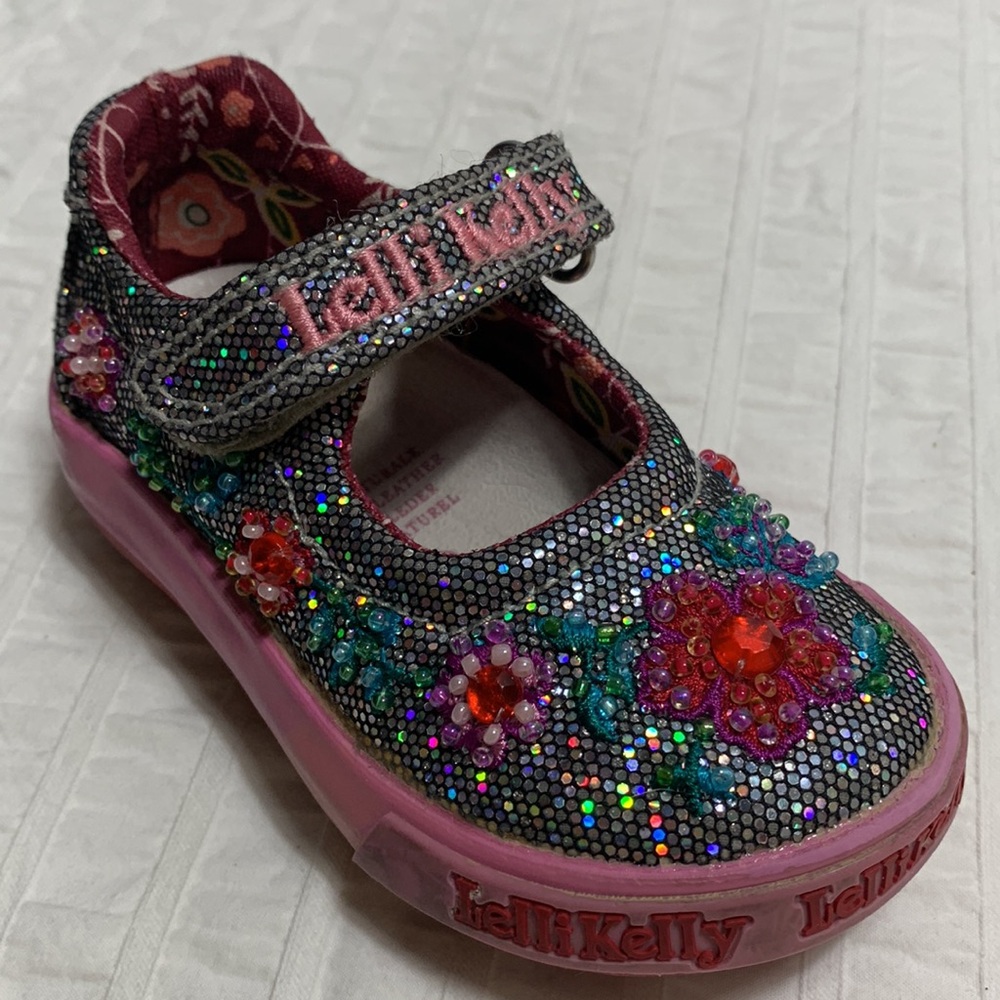 US4 Lelli Kelly 9435 Mary Janes Beaded Glitter Shoes